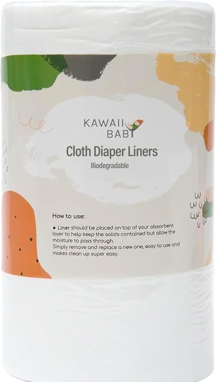 KaWaii Baby Cloth Diaper Liners Biodegradable Unscented Nappy Liner Rolls, SGS Certified 11 X 7”, 100 Sheets/Roll - Pack of 4 Rolls - Image 4